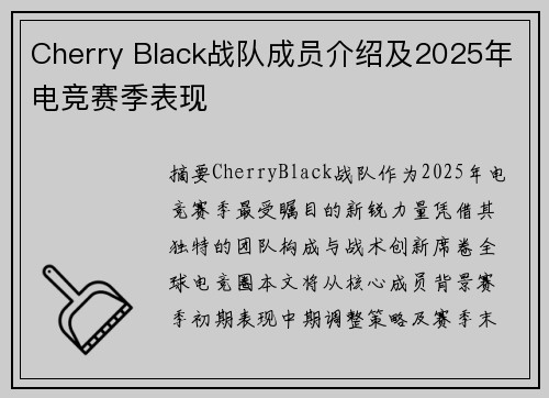 Cherry Black战队成员介绍及2025年电竞赛季表现